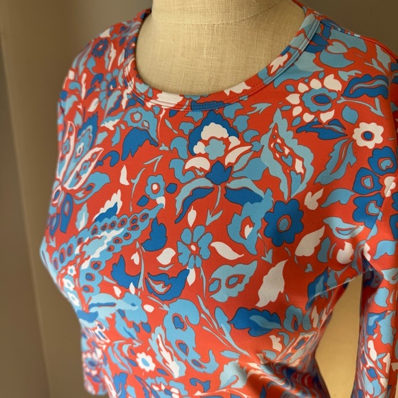 J. McLaughlin Women’s Catalina Cloth Floral Peach Blue Long Sleeve Top Sz S - Picture 4 of 8
